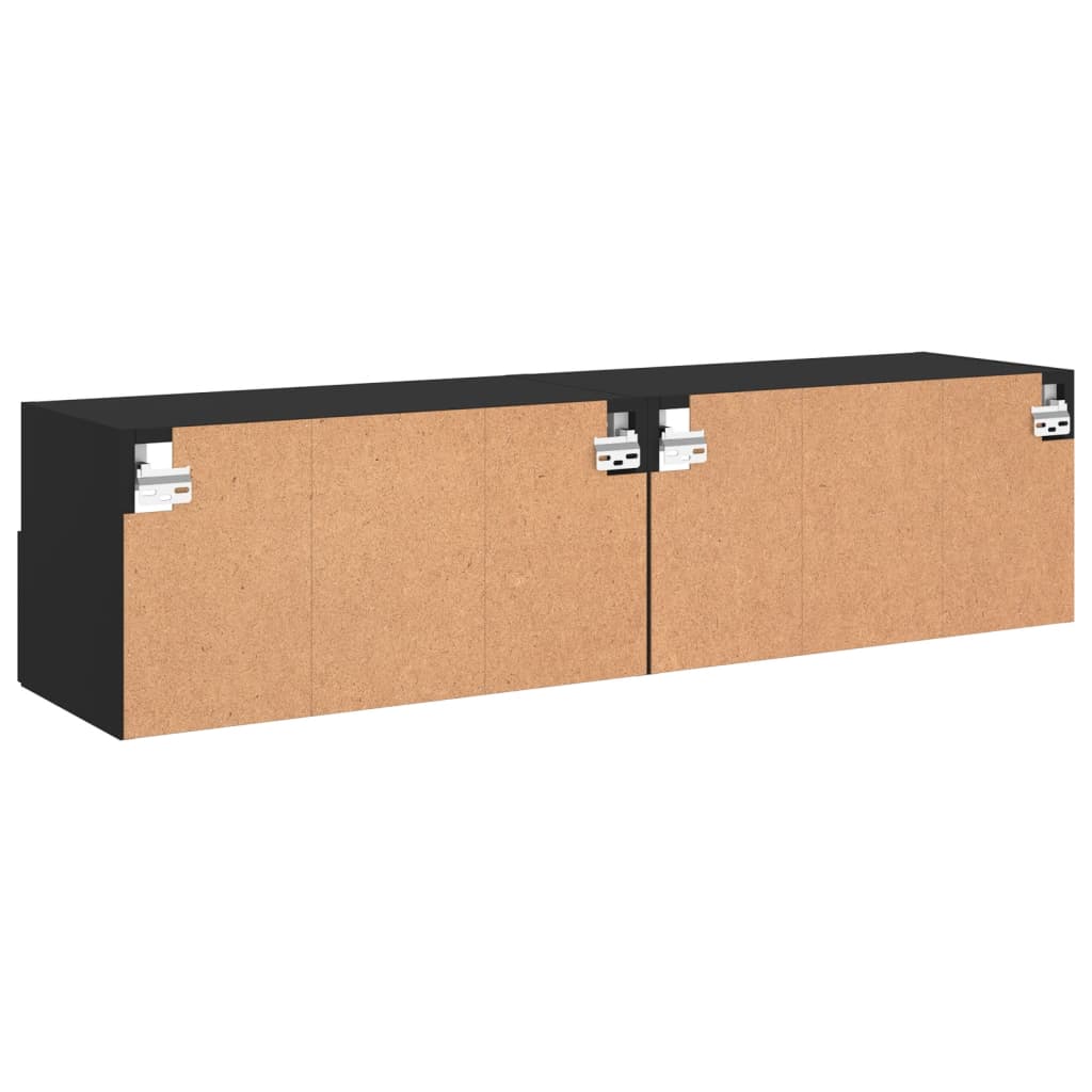 Móveis de parede p/ TV 2 pcs 60x30x30cm derivados madeira preto