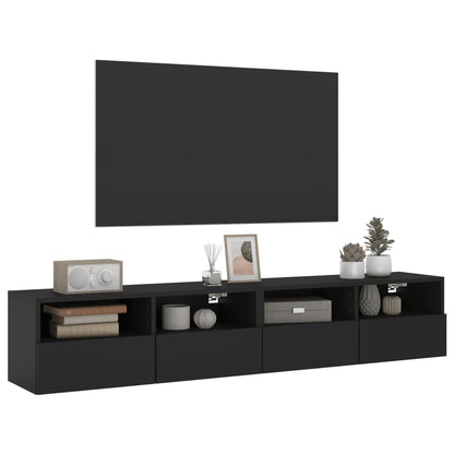 Móveis de parede p/ TV 2 pcs 80x30x30cm derivados madeira preto