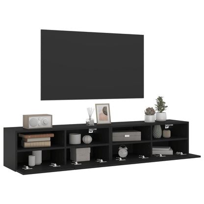 Móveis de parede p/ TV 2 pcs 80x30x30cm derivados madeira preto