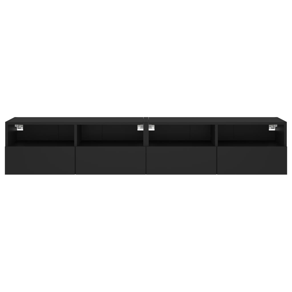 Móveis de parede p/ TV 2 pcs 80x30x30cm derivados madeira preto