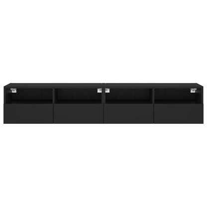 Móveis de parede p/ TV 2 pcs 80x30x30cm derivados madeira preto