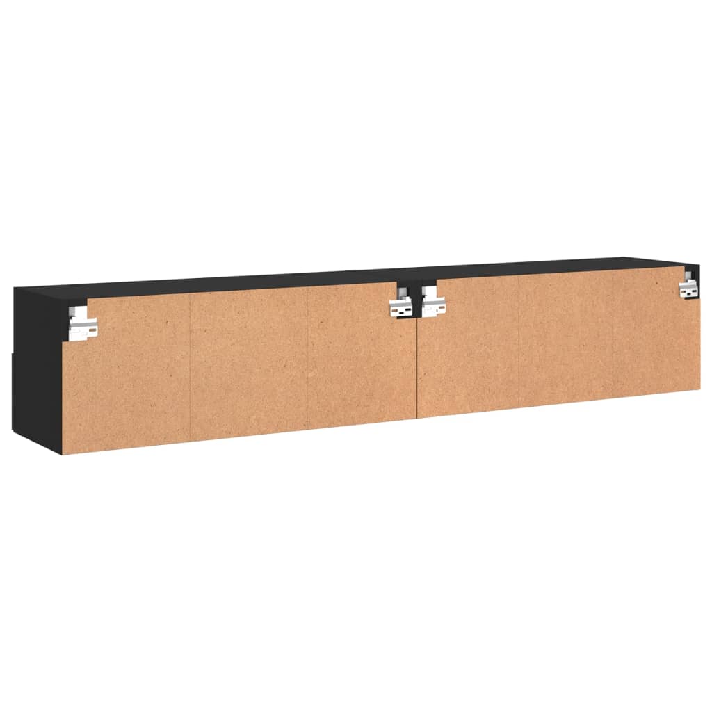 Móveis de parede p/ TV 2 pcs 80x30x30cm derivados madeira preto