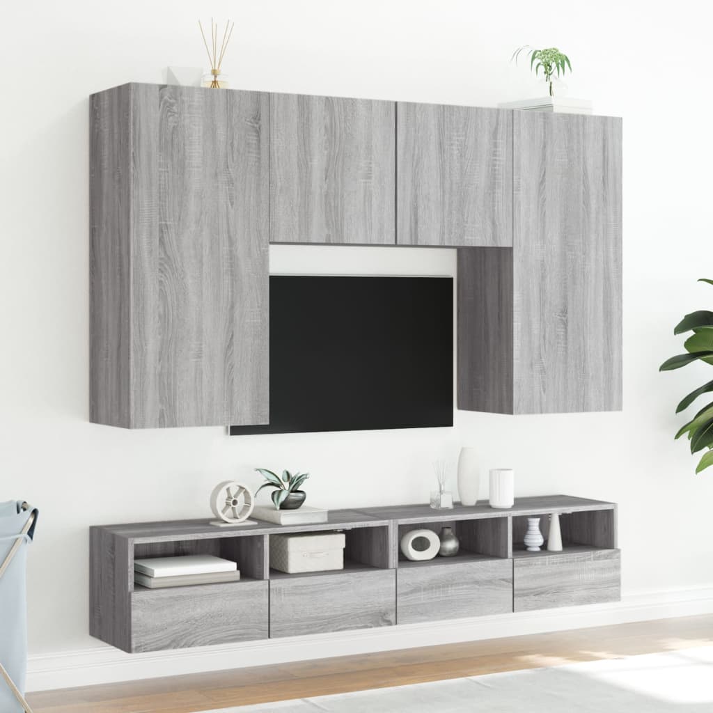 Móveis parede p/ TV 2pcs 80x30x30cm deriv. madeira cinza sonoma