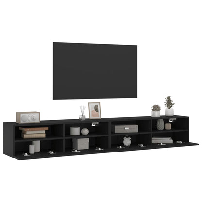 Móveis parede p/ TV 2 pcs 100x30x30 cm derivados madeira preto