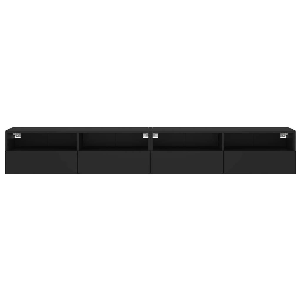 Móveis parede p/ TV 2 pcs 100x30x30 cm derivados madeira preto