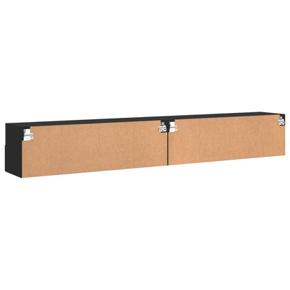 Móveis parede p/ TV 2 pcs 100x30x30 cm derivados madeira preto