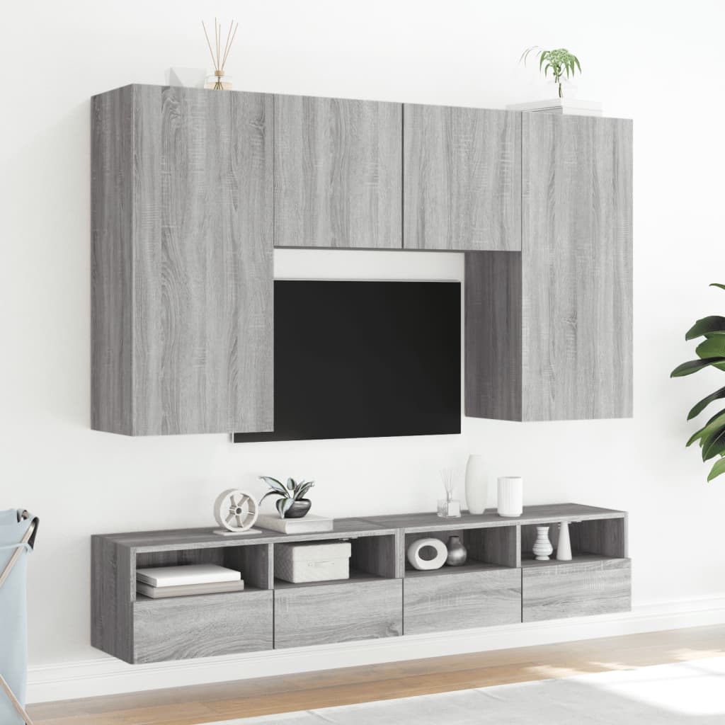 Móveis parede TV 2pcs 100x30x30 cm deriv. madeira cinza sonoma