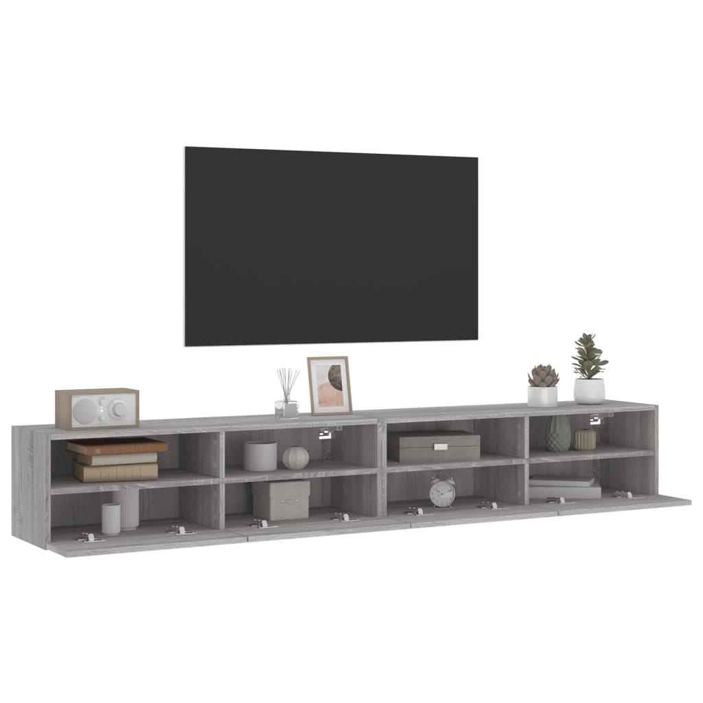 Móveis parede TV 2pcs 100x30x30 cm deriv. madeira cinza sonoma