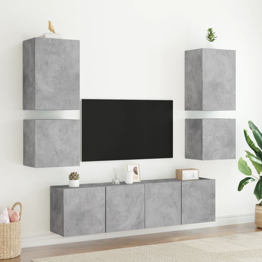 Móveis de parede p/ TV 2pcs 40,5x30x40cm madeira cinza cimento