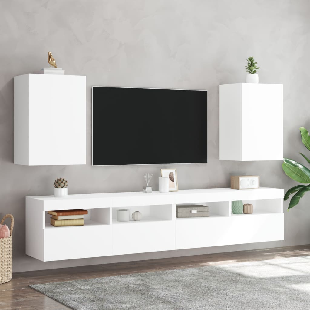 Móveis parede p/ TV 2pcs 40,5x30x60 cm derivados madeira branco