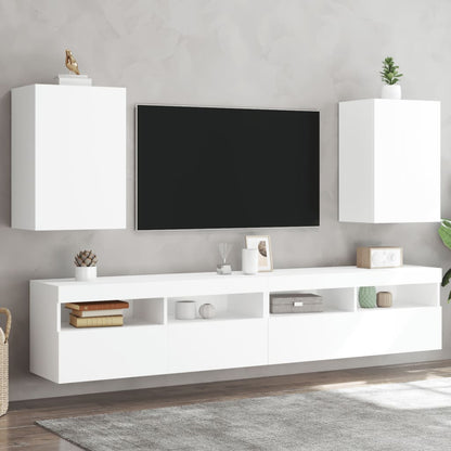 Móveis parede p/ TV 2pcs 40,5x30x60 cm derivados madeira branco