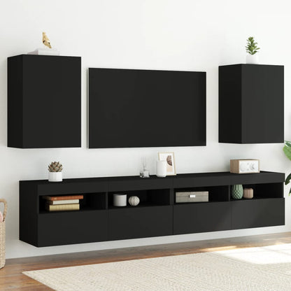 Móveis parede p/ TV 2pcs 40,5x30x60 cm derivados madeira preto