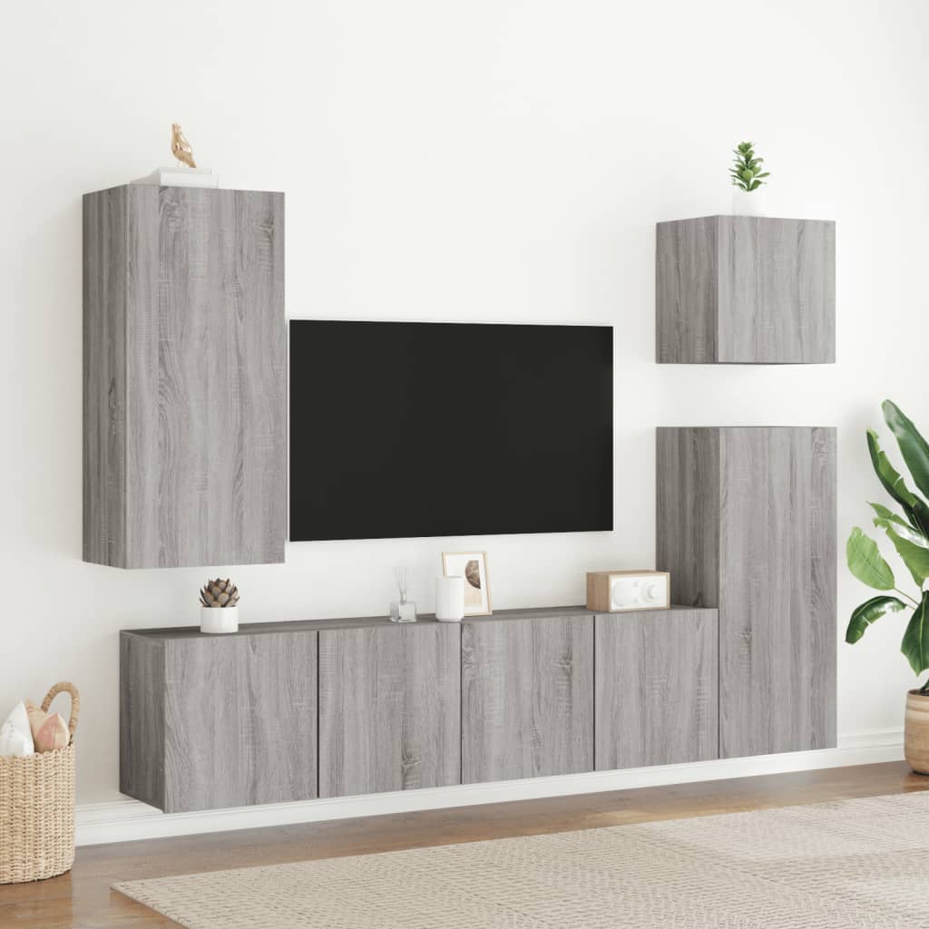 Móvel parede TV 40,5x30x90 cm derivados de madeira cinza sonoma