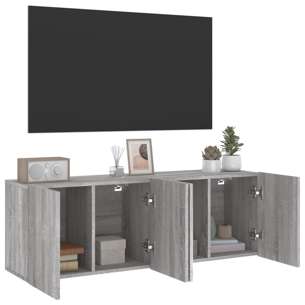 Móveis de parede para TV 2 pcs 60x30x41 cm cinzento sonoma