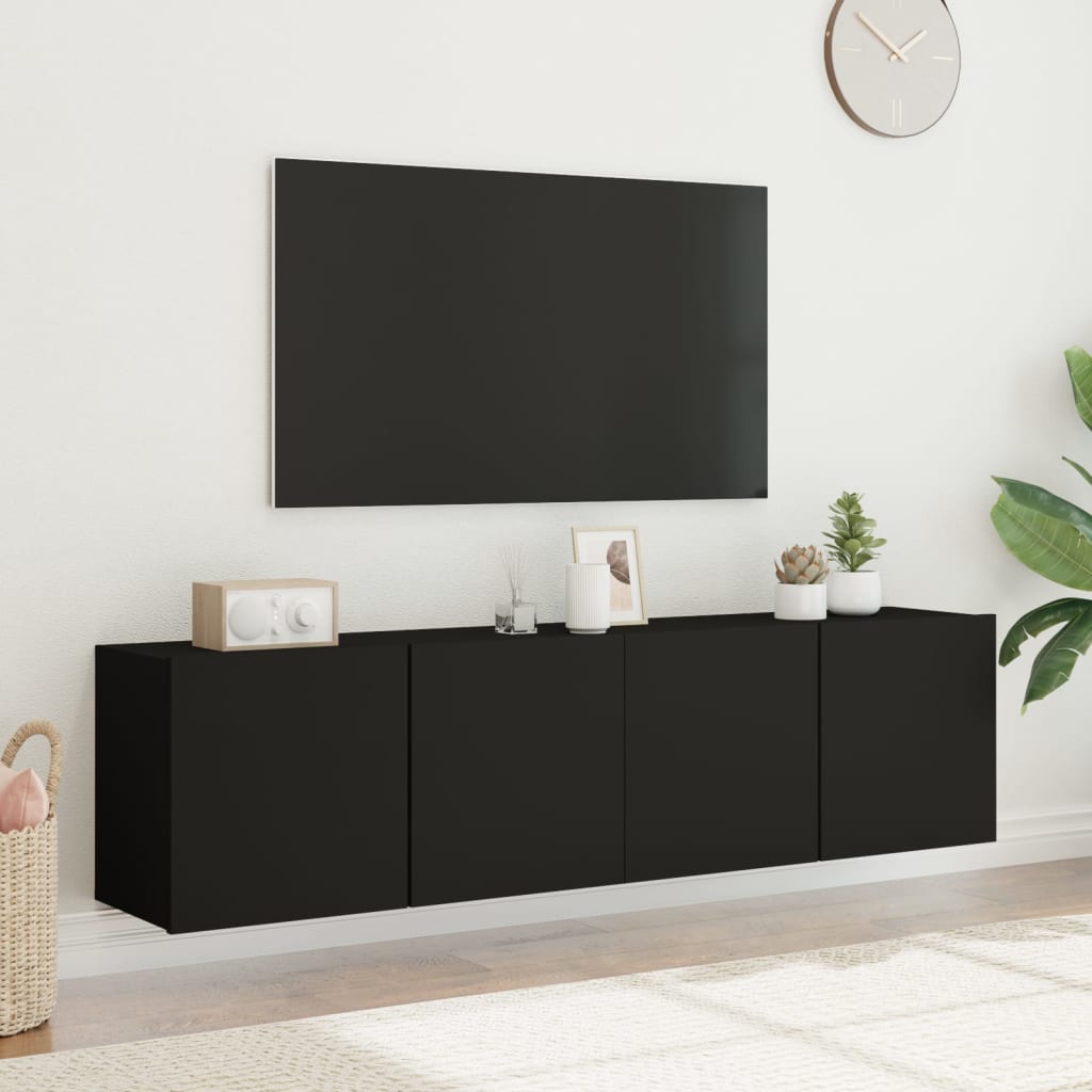 Móveis de parede para TV 2 pcs 80x30x41 cm preto