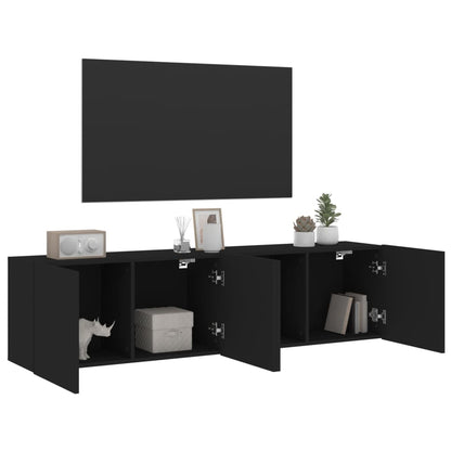 Móveis de parede para TV 2 pcs 80x30x41 cm preto