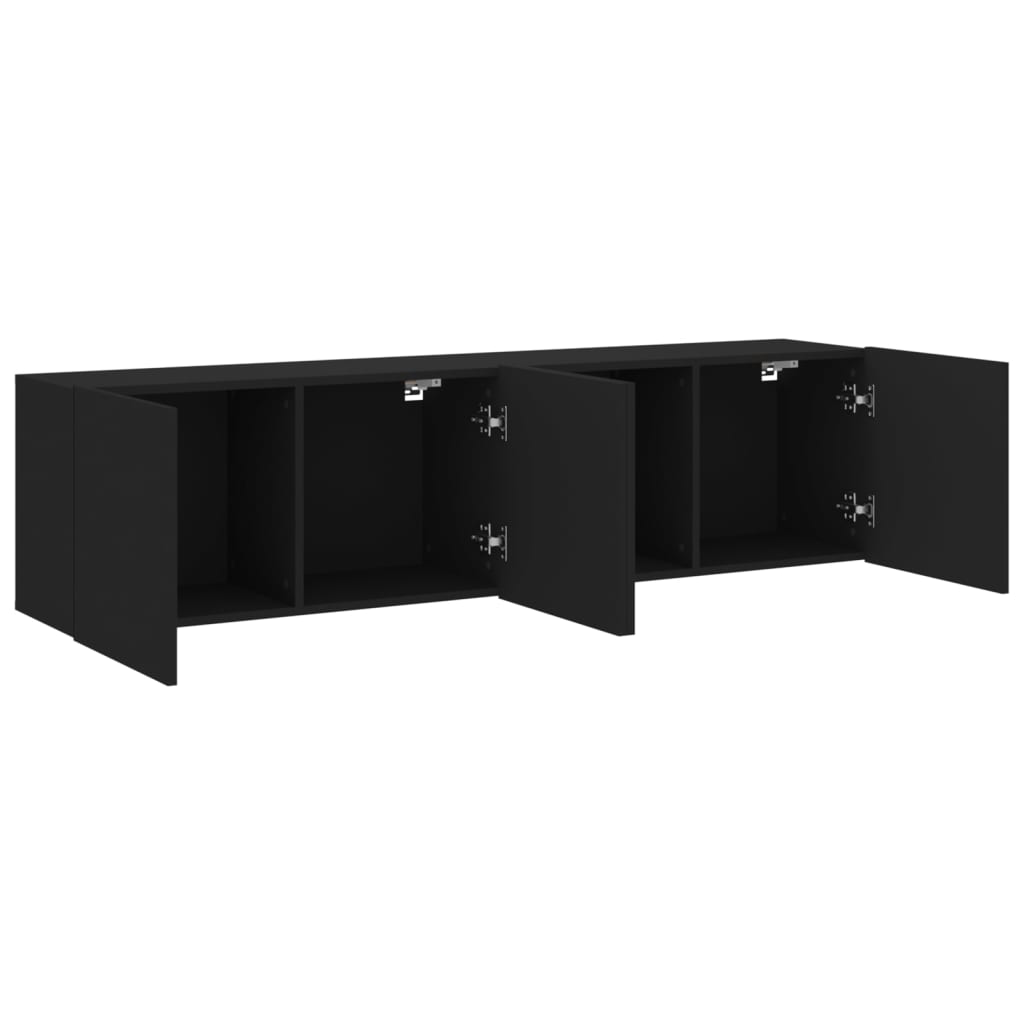 Móveis de parede para TV 2 pcs 80x30x41 cm preto