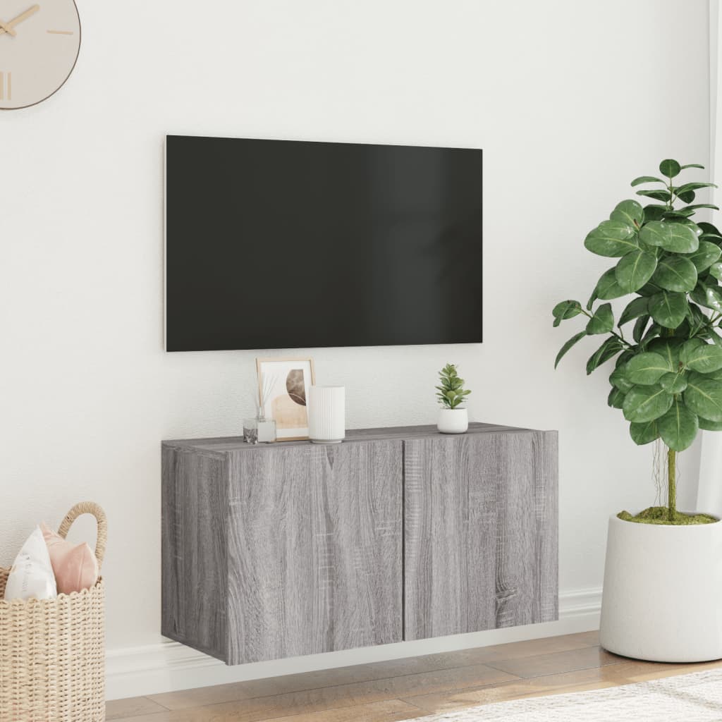 Móvel de parede para TV 80x30x41 cm cinzento sonoma