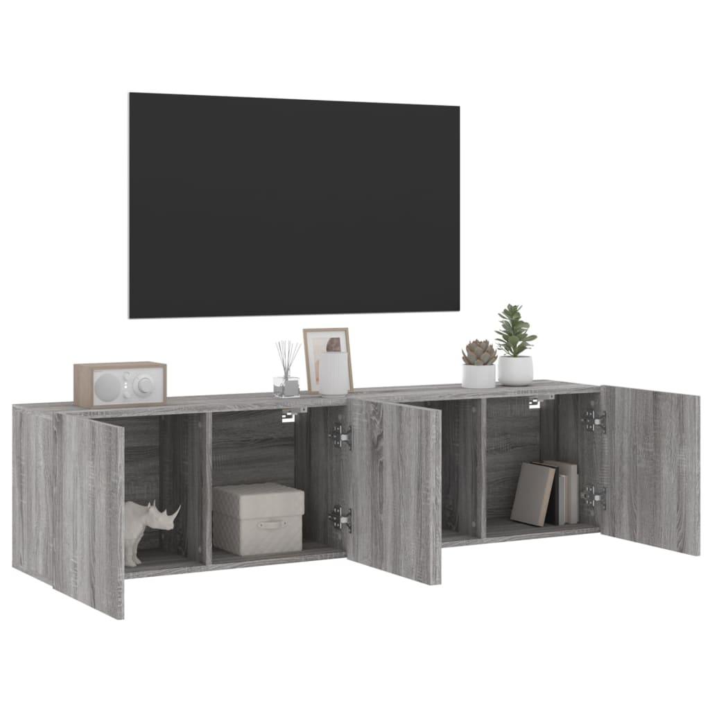 Móveis de parede para TV 2 pcs 80x30x41 cm cinzento sonoma