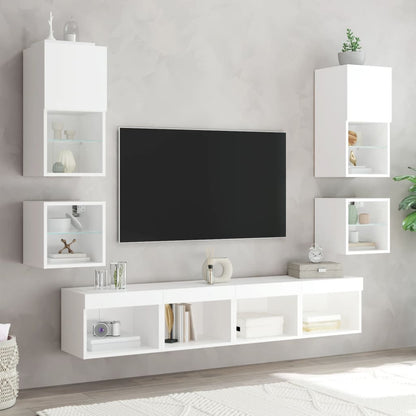 Móvel de parede para TV com luzes LED 30x28,5x30 cm branco