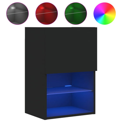 Móveis de TV com luzes LED 2 pcs 40,5x30x60 cm preto