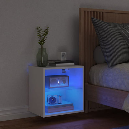 Mesa de cabeceira de parede com luzes LED branco