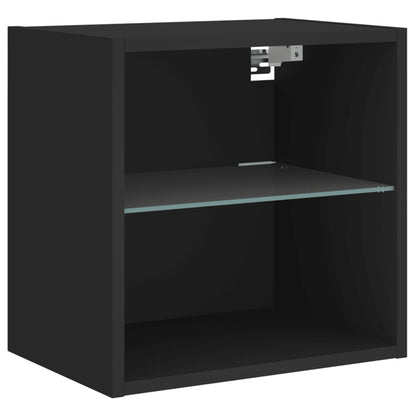 Mesa de cabeceira de parede com luzes LED preto