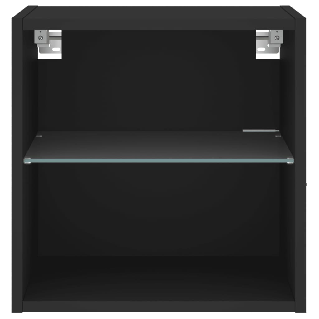 Mesa de cabeceira de parede com luzes LED preto