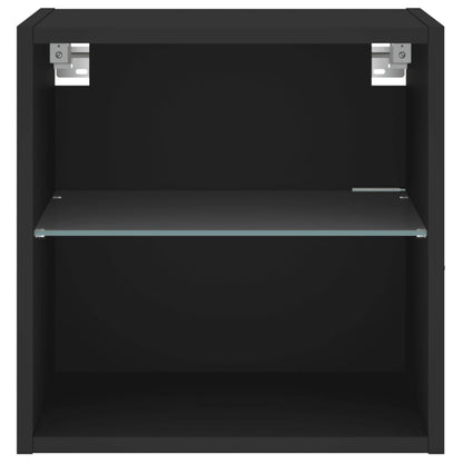 Mesa de cabeceira de parede com luzes LED preto