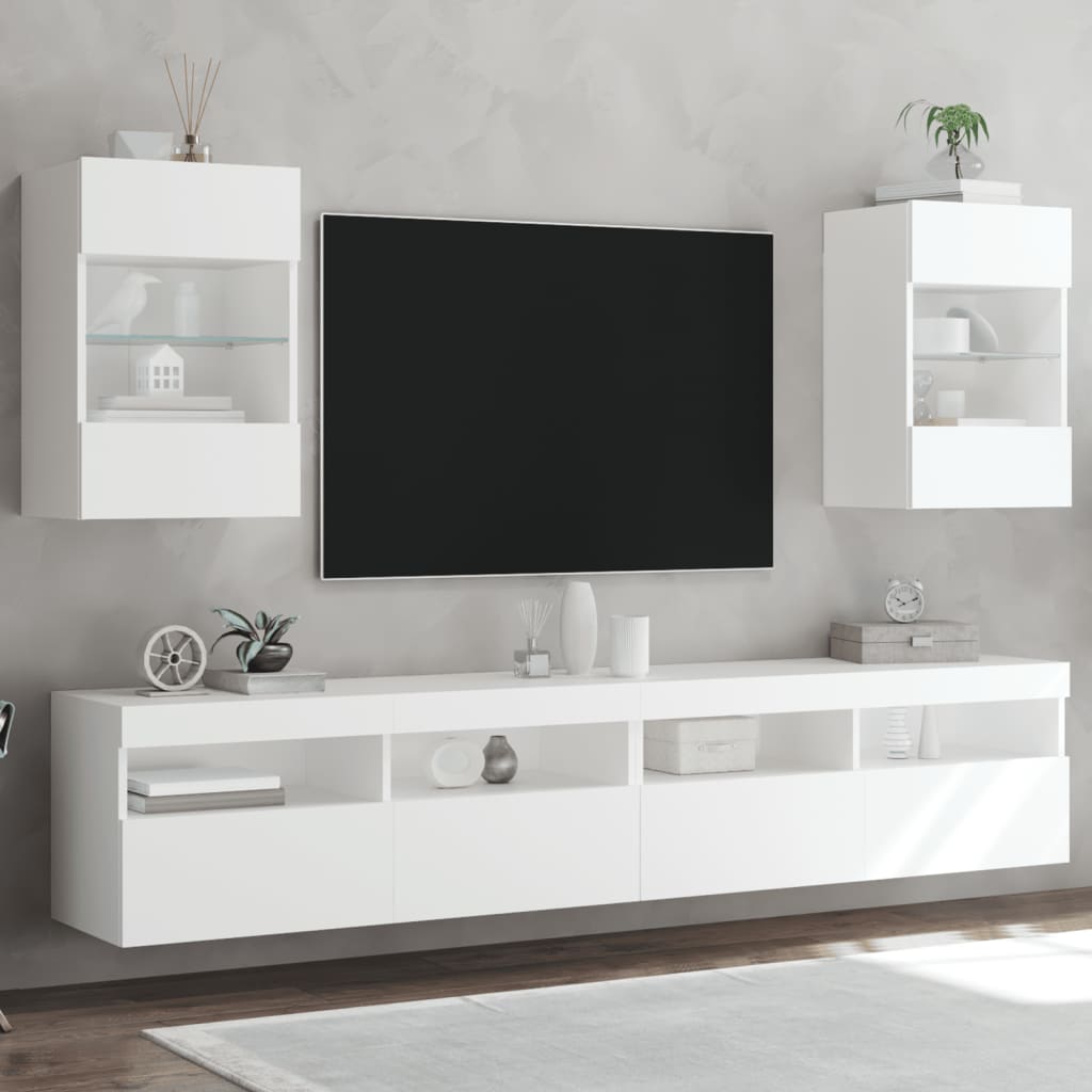 Móveis de Parede Selma p/ TV com Luzes LED - 2 Peças 40x30x60,5 cm - Branco