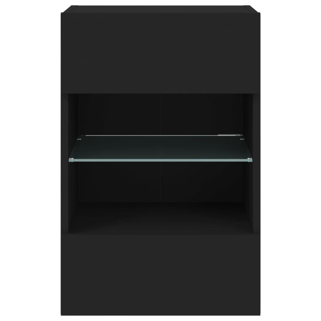 Móveis de Parede Selma p/ TV com Luzes LED - 1 Peça 40x30x60,5 cm - Cor Preto