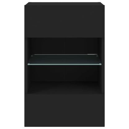 Móveis de Parede Selma p/ TV com Luzes LED - 1 Peça 40x30x60,5 cm - Cor Preto