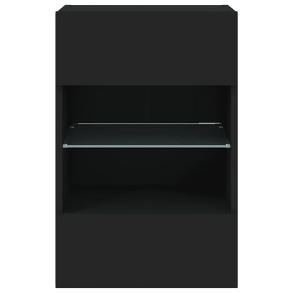 Móveis de parede p/ TV com luzes LED 2 pcs 40x30x60,5 cm preto