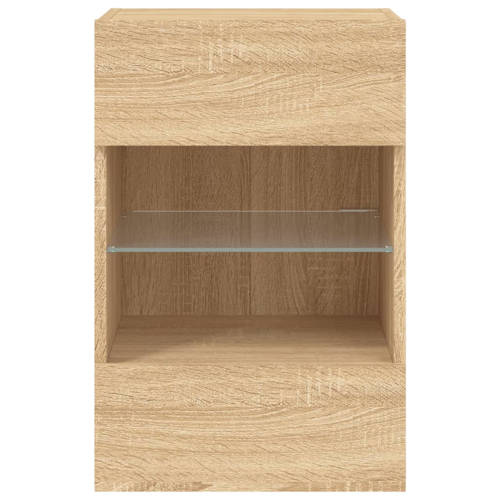 Móveis de Parede Selma p/ TV com Luzes LED - 1 Peça 40x30x60,5 cm - Carvalho Sonoma