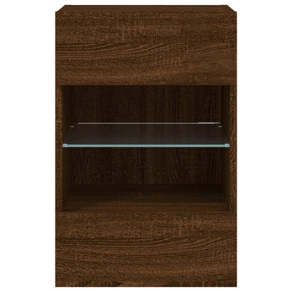 Móveis de Parede Selma p/ TV com Luzes LED - 1 Peça  40x30x60,5 cm - Carvalho Castanho