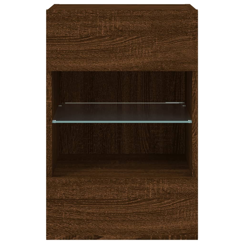 Móveis de Parede Selma p/ TV com Luzes LED - 2 Peças 40x30x60,5 cm - Carvalho Castanho