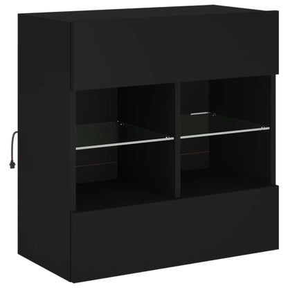 Móvel de parede para TV com luzes LED 58,5x30x60,5 cm preto