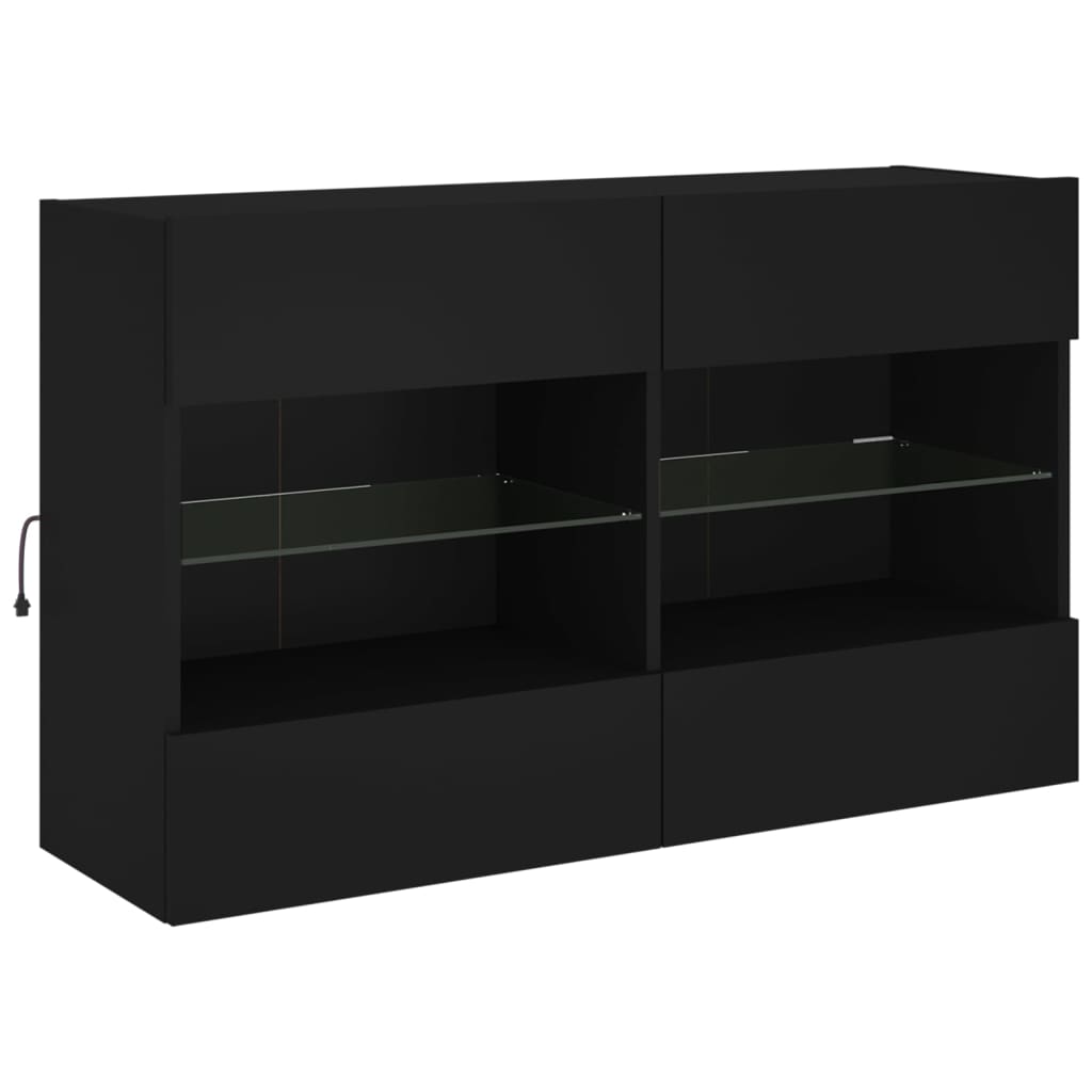 Móvel de parede para TV com luzes LED 98,5x30x60,5 cm preto