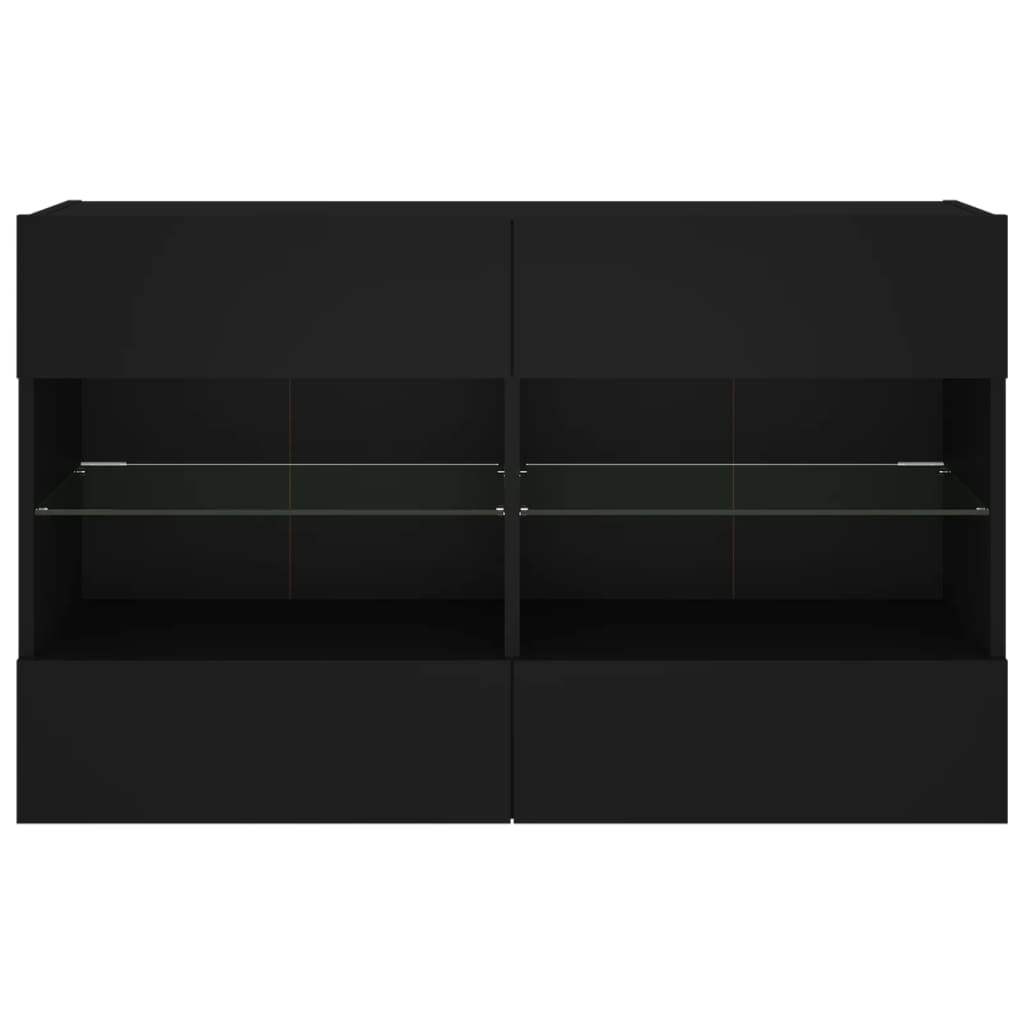 Móvel de parede para TV com luzes LED 98,5x30x60,5 cm preto