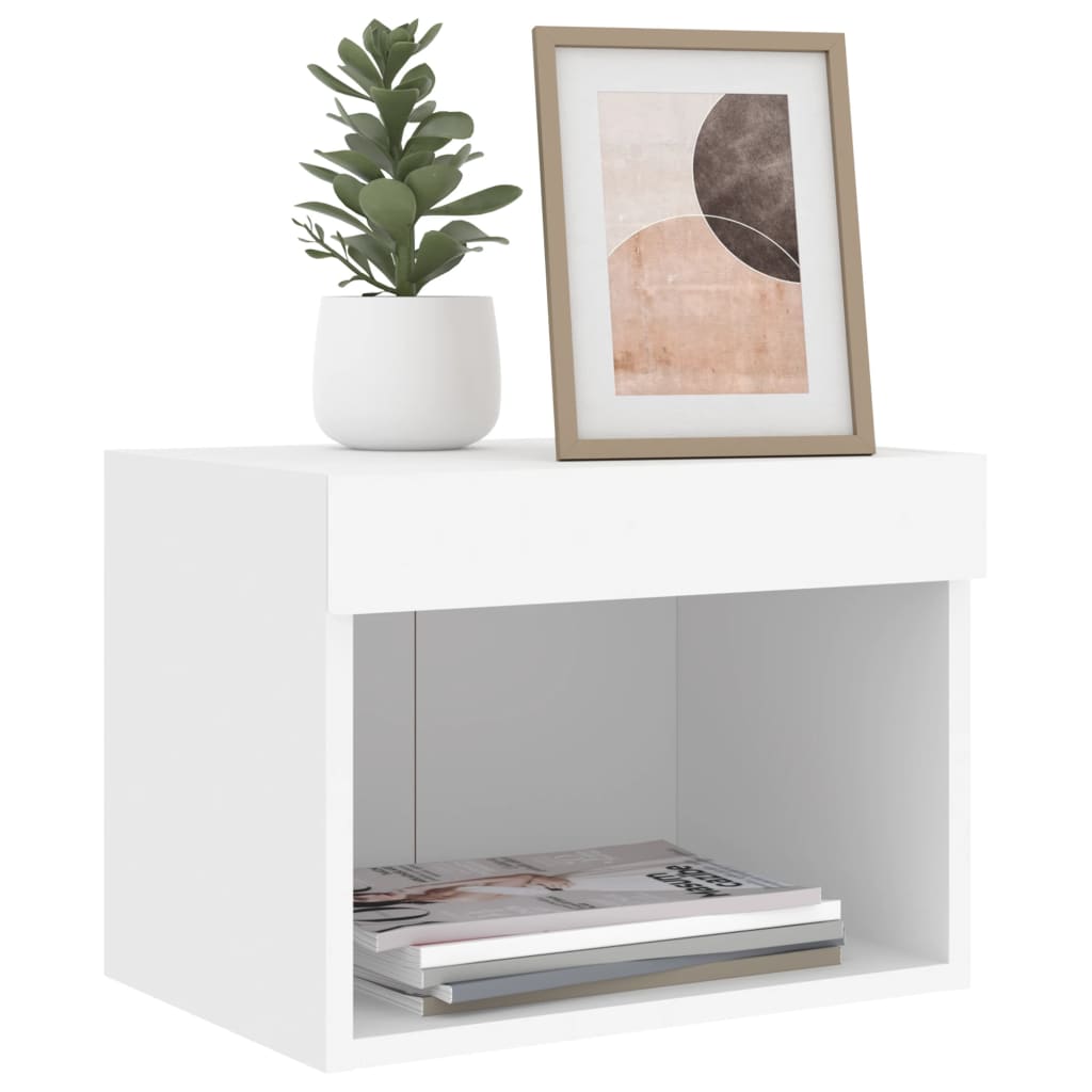 Mesa de cabeceira de parede com luzes LED branco