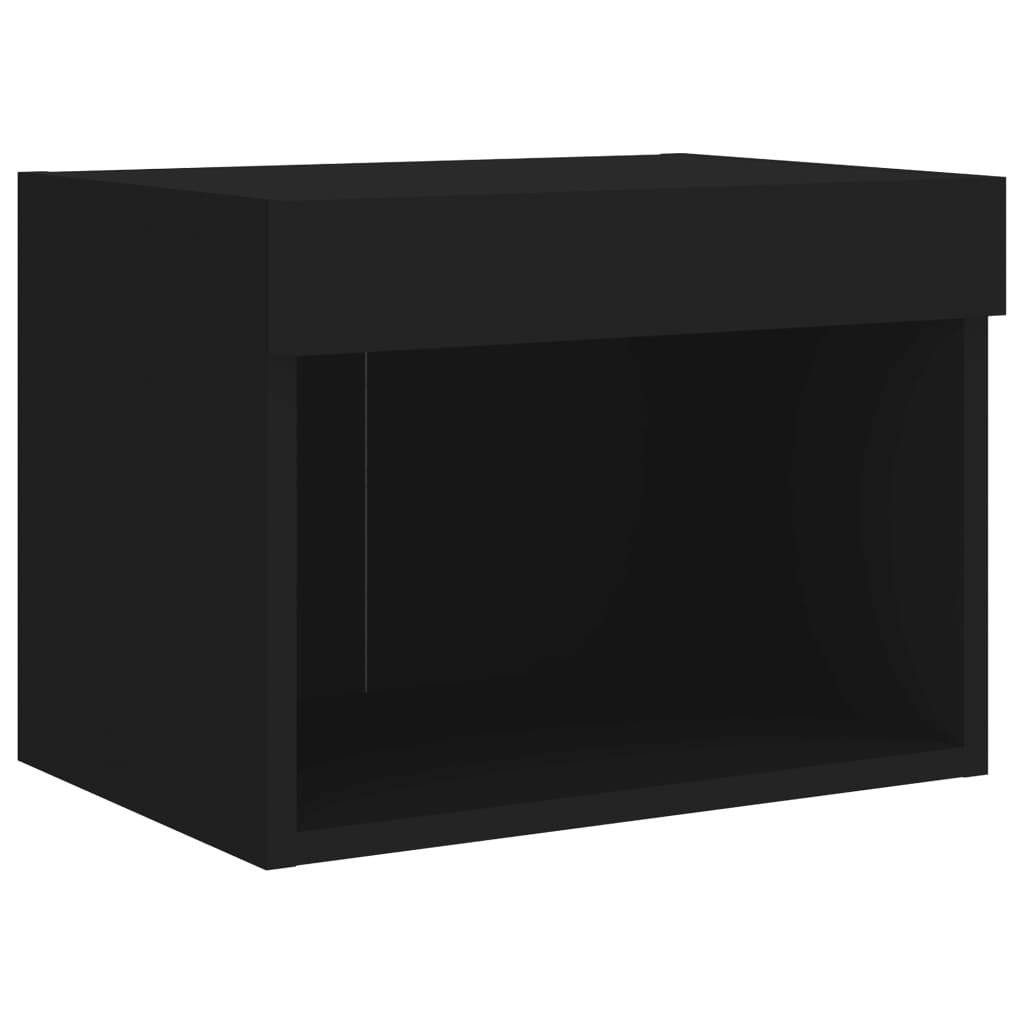 Mesa de cabeceira de parede com luzes LED preto