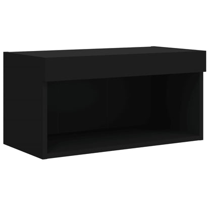 Móvel de TV com luzes LED 60x30x30 cm preto