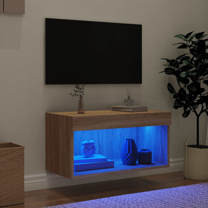 Móvel de TV com luzes LED 60x30x30 cm carvalho sonoma