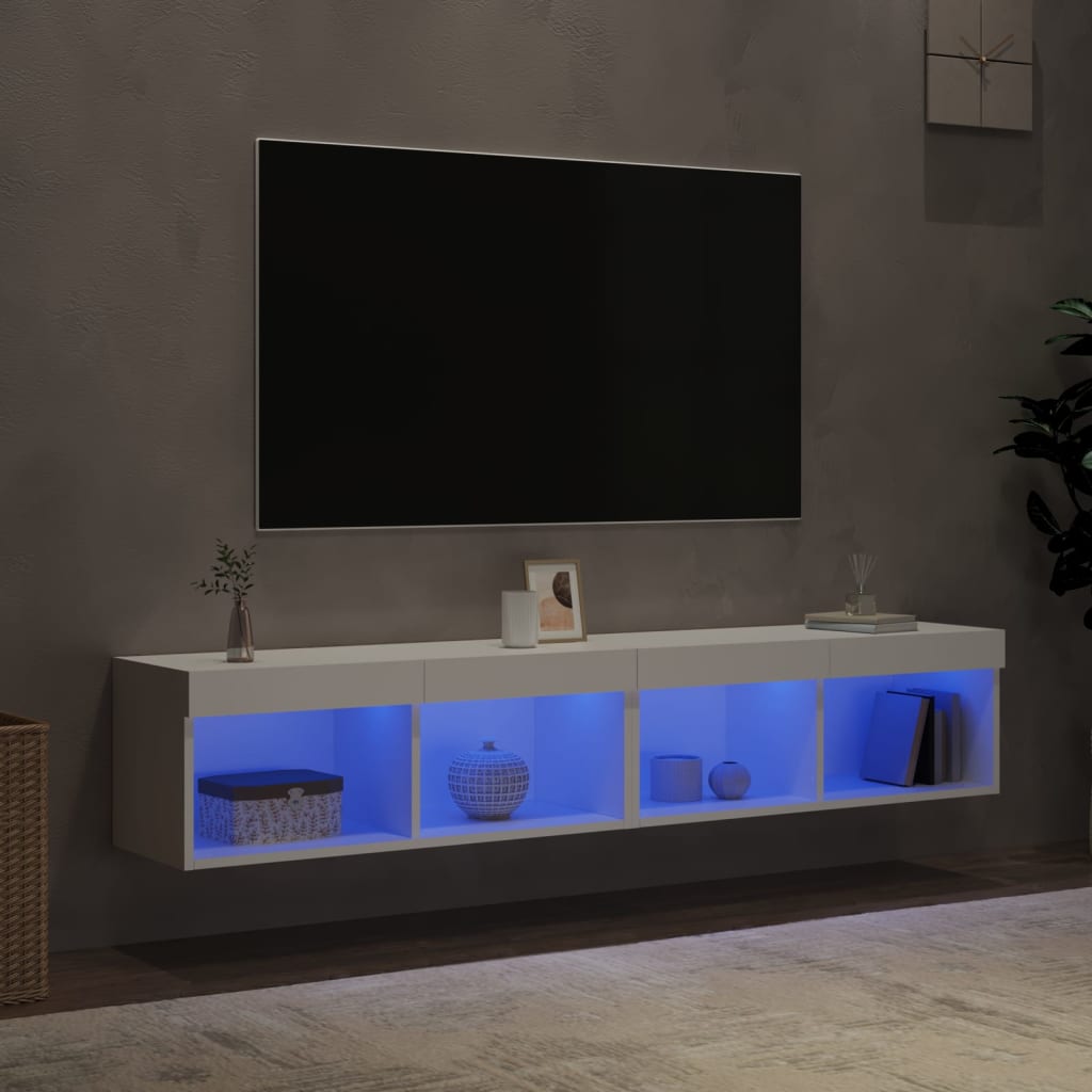 Móveis de TV com luzes LED 2 pcs 80x30x30 cm branco