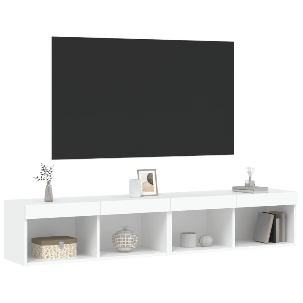 Móveis de TV com luzes LED 2 pcs 80x30x30 cm branco