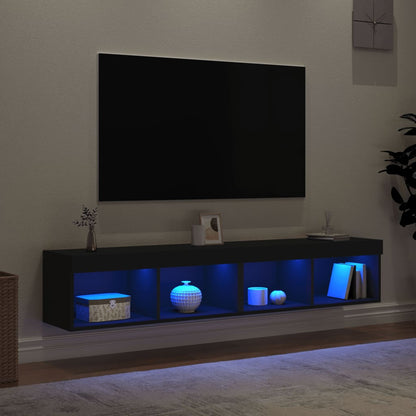 Móveis de TV com luzes LED 2 pcs 80x30x30 cm preto