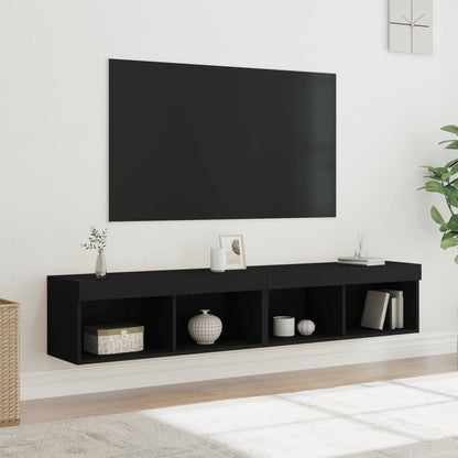 Móveis de TV com luzes LED 2 pcs 80x30x30 cm preto