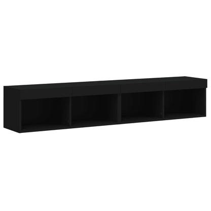 Móveis de TV com luzes LED 2 pcs 80x30x30 cm preto