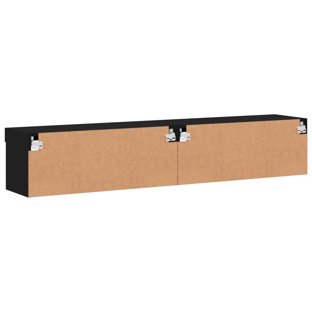 Móveis de TV com luzes LED 2 pcs 80x30x30 cm preto