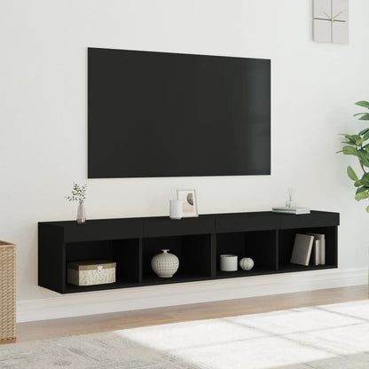 Móveis de TV com luzes LED 2 pcs 80x30x30 cm preto